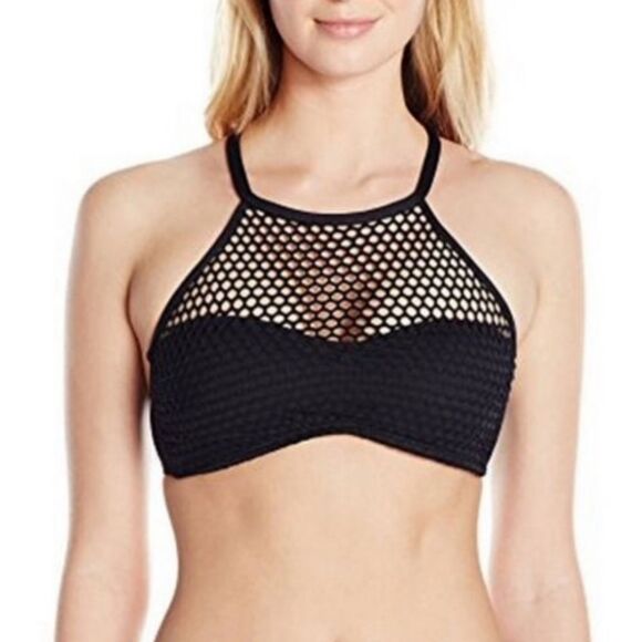 La Blanca All Meshed Up Strappy Mesh High Neck Swimsuit Bikini Top - Picture 1 of 5